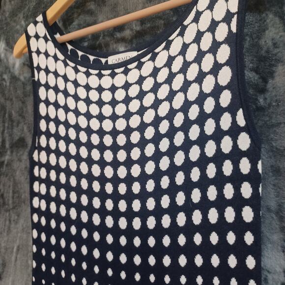 Carmen Marc Valvo Polka Dot Dress Medium - Picture 3 of 9